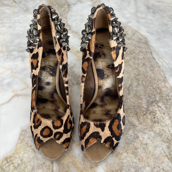 NWT Sam Edelman Lorissa Pony Leopard Spiked Heels - Picture 2 of 14